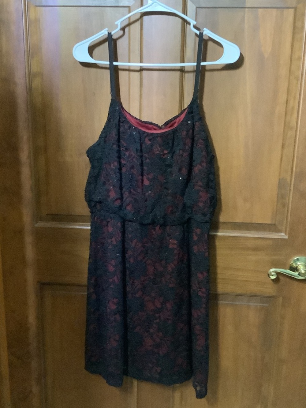 Maurice’s Studio Y Black Lace Overlay with Burgundy Underlay Dress